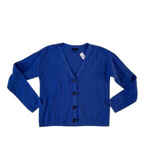 NWT Talbots Blue Knit Cardigan Sweater Wmns S Preppy Casual Coastal Cotton